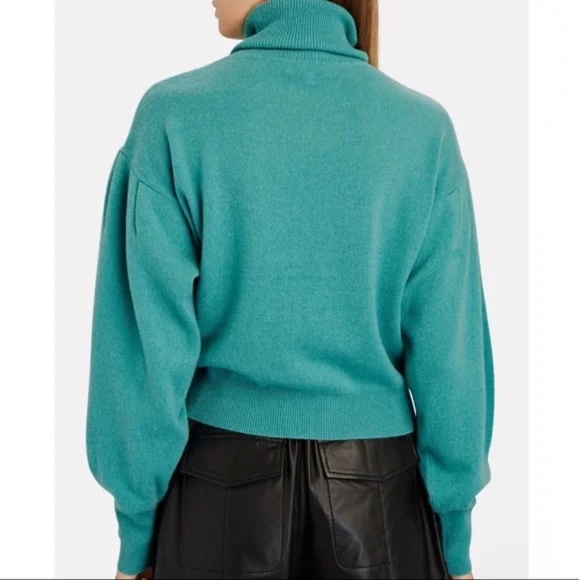 Intermix Taylor Cashmere Turtleneck Sweater | Green - Picture 3 of 10